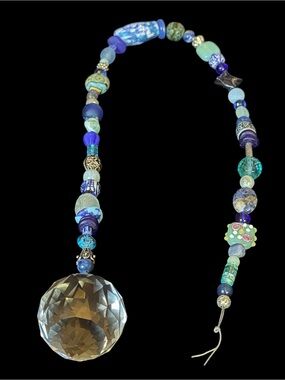 Hanging Blue Beads w/ Crystal Ball